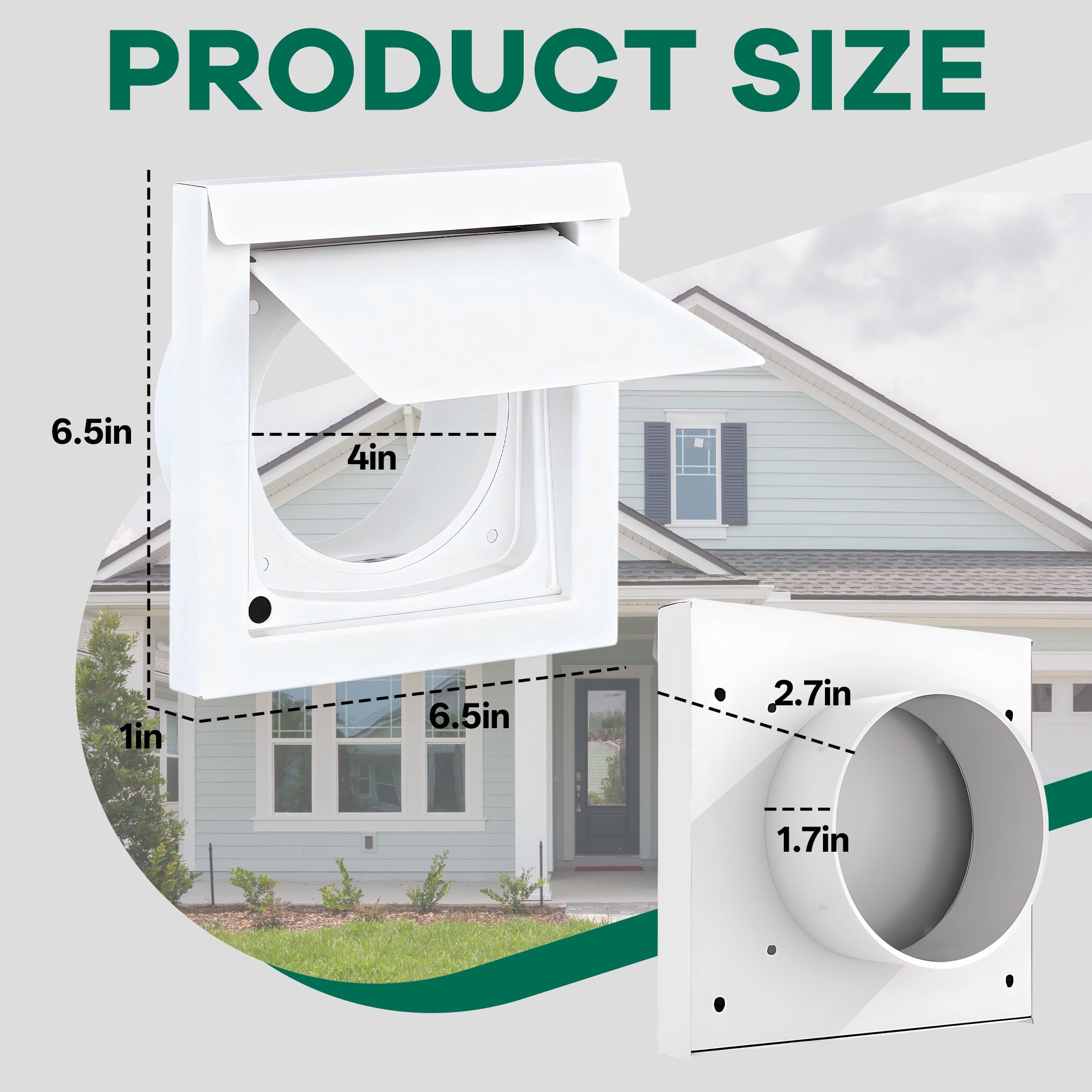 HIBIBUD Dryer Vent Cover,Standard 4" Dryer Vent Cover Outside,Low Noise Magnetic Dryer Vent Cover