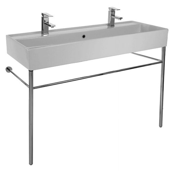 Nameeks Scarabeo 8031/R-120B-CON-Two Hole Scarabeo 47-1/5" Ceramic Trough Style Bathroom