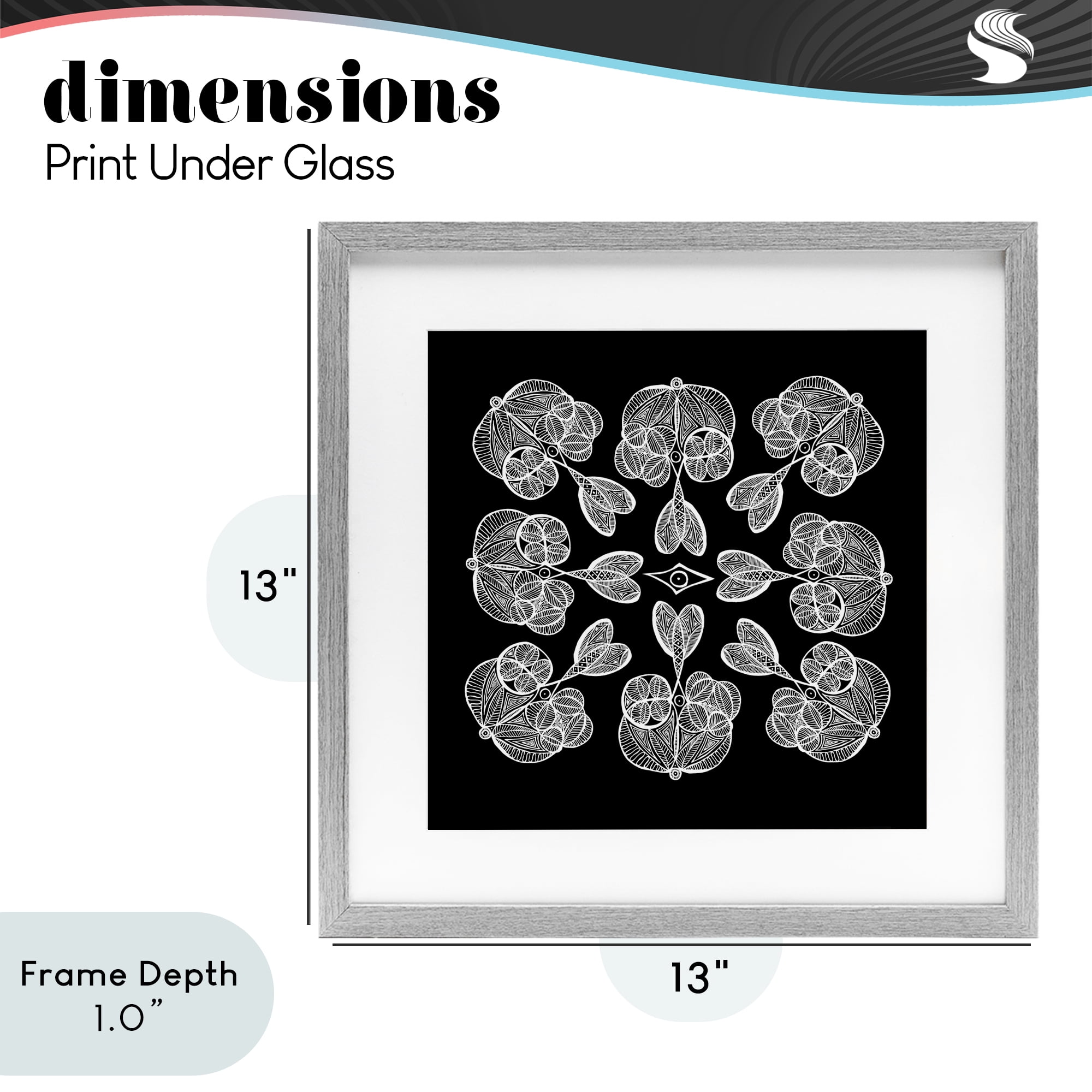 Stupell Industries Rounded Symmetry Elementals Gray Framed Print Under Glass, design by El Perkin