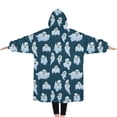 thumbnail image 2 of Oversized Wearable Blanket Hoodie,Smiling Ghosts Halloween Pattern Sherpa Blanket Hoodie with Super Pockets,Super Warm Fuzzy Pullover for Women & Men, 2 of 6
