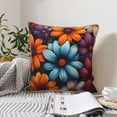 thumbnail image 6 of Fotbe Colorful Blooming Flowers Pattern Velvet Decorative Throw Pillow Covers with Elegant Piping, Soft Plush Cushion Cover for Sofa, Bed, Car, Office-18"x18", 6 of 8