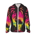 thumbnail image 1 of Balery Flamingo And Palm Trees At Sunset Sudadera ligera de manga larga con capucha y protección solar UPF 50+ para hombre y mujer, ideal para pesca y running-X-Large, 1 of 7