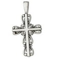 thumbnail image 1 of Sterling Silver 30" .8mm Box Chain Christian Scrolled Vines Cross Pendant Necklace, 1 of 2