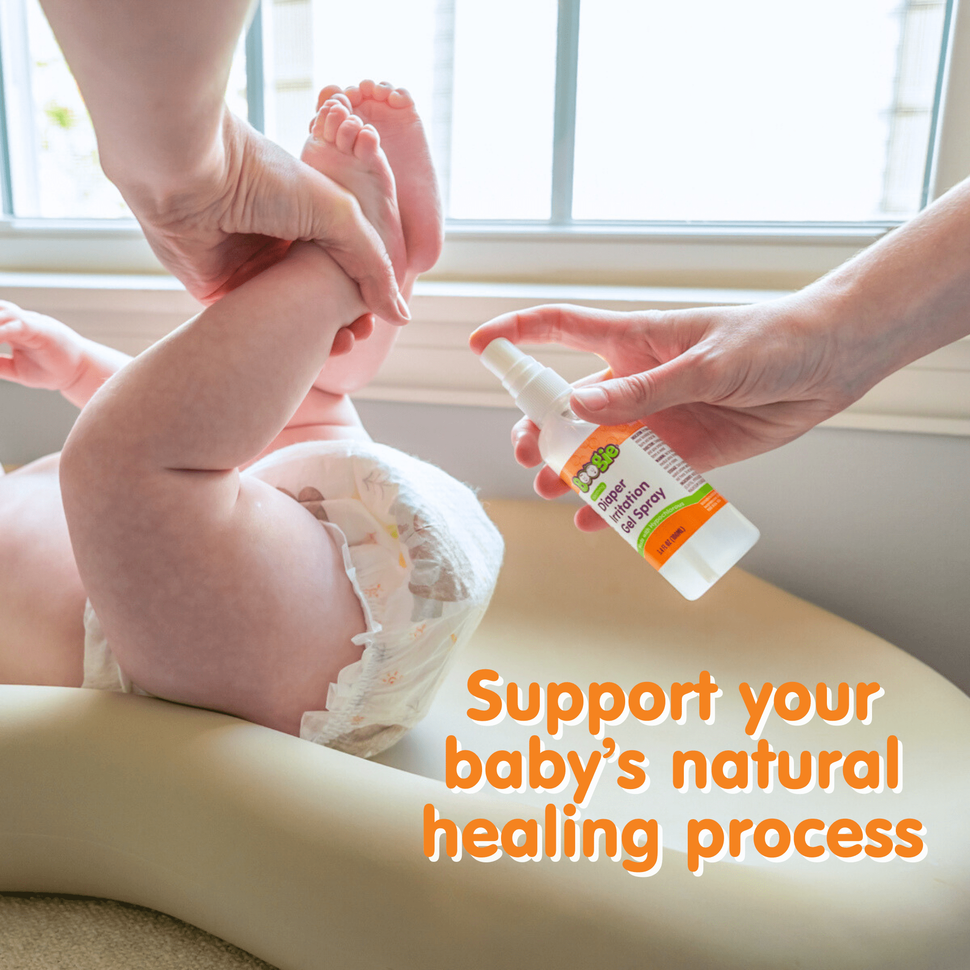 (2 pack) Boogie Soothing Diaper Irritation Gel Spray made with Hypochlorous for Rashes, Eczema, Baby Acne, and Cuts, 3.4 fl oz