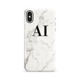 thumbnail image 1 of Étui Personnalisée Blanche avec Initiales en Marbre pour iPhone X, iPhone 16 Pro Max, 1 of 4