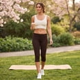 thumbnail image 6 of Women Fold Over Capri Leggings Y2K Low Rise Elastic Waist Cropped Pants Knee-Length Skinny Yoga Athletic Pants Brown M, 6 of 9