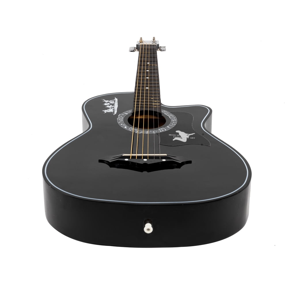Private Jungle 38" Cutaway Guitar, Basswood Beginner Electric Guitar with Bag String Set, Black