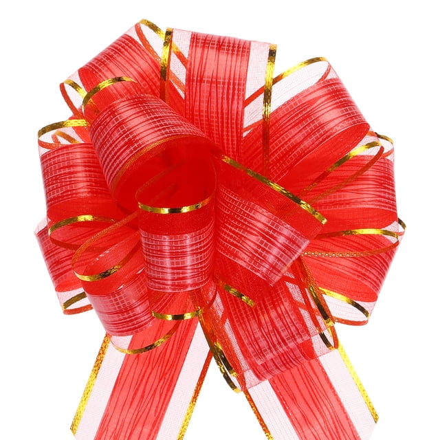 Uxcell 5pcs Lazos grandes para envolver regalos, lazos de organza para cestas de boda, regalos, rojo 17 cm