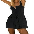 thumbnail image 2 of Femmes Courtes Robes Sans Manches Boutons de l'Épaule Casual Partie Été Printemps Robe Noire S, 2 of 8