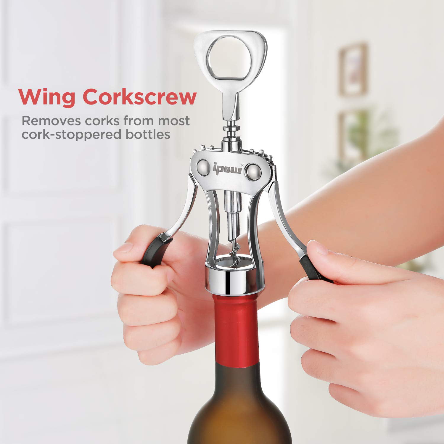 IKAAR Winged Corkscrew with Beer Bottle Opener Waiter Plastic Wine Corkscrew Champagne Opener Blue 