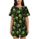 thumbnail image 1 of Balery Skulls And Cobwebs Conjunto de Pijama para Mujer con Estampado, Dos Piezas de Manga Corta y Shorts, Ropa de Dormir Suave con Cuello Redondo y Bolsillos-Large, 1 of 6