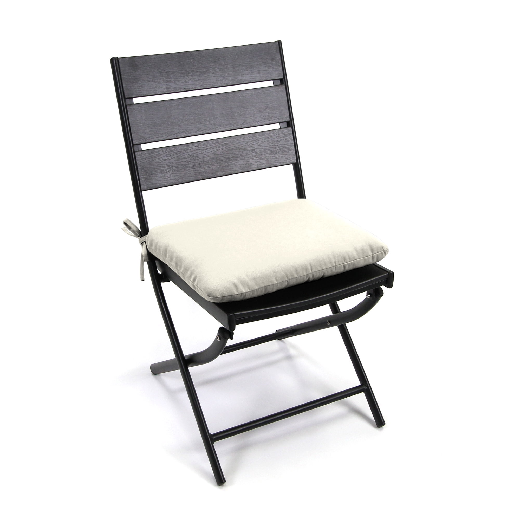 Jordan Manufacturing 16.5" x 18.5" Sand Solid Rectangular Outdoor Chair Pad Seat Cushion with Ties