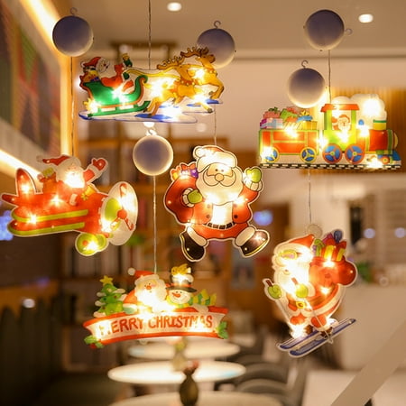 

Christmas Decor Light Wide Application Stable Plastic Reindeer Santa LED Window Suction Cup Lamp for Home Multi-color Pl