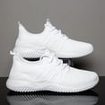 thumbnail image 2 of Men's/Women's White Knit Running Shoes, Sneakers for Gym Workout Walking Fitness Casual Daily Wear Lightweight Breathable Non-Slip Athletic, 2 of 9