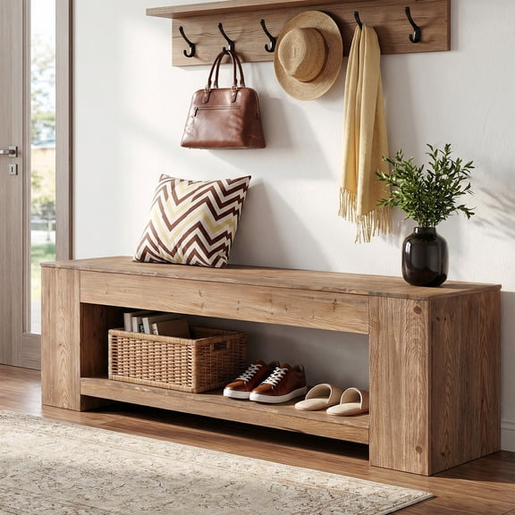 Tribesigns 63 Inch Entryway Table Farmhouse Console Table with Storage Shelf, Long Sofa Table Behind Couch for Living Room, Hallway, Foyer, Brown