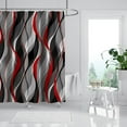 thumbnail image 3 of Red and White Shower Curtain for Bathroom Red and Gray Shower Curtain Fabric Modern Abstract Striped Minimalist Bath Curtains Waterproof Shower Curtains Set, Black Gray White, 72 x 72 Inch, 3 of 6