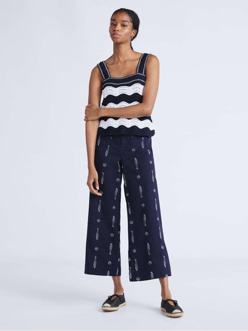Free Assembly Women's and Women's Plus Embroidered Pants with