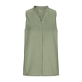 thumbnail image 6 of Stichou Women's Casual Dressy Business Blouse Mock V Neck Sleeveless Shirts Tunic Work Shirt Summer Solid Color Tank Tops Green 2XL, 6 of 9
