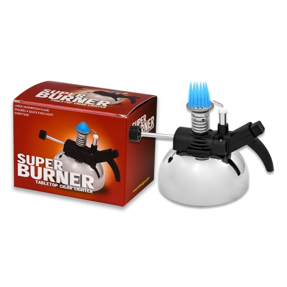 Super Burner Tabletop Cigar Lighter - Silver