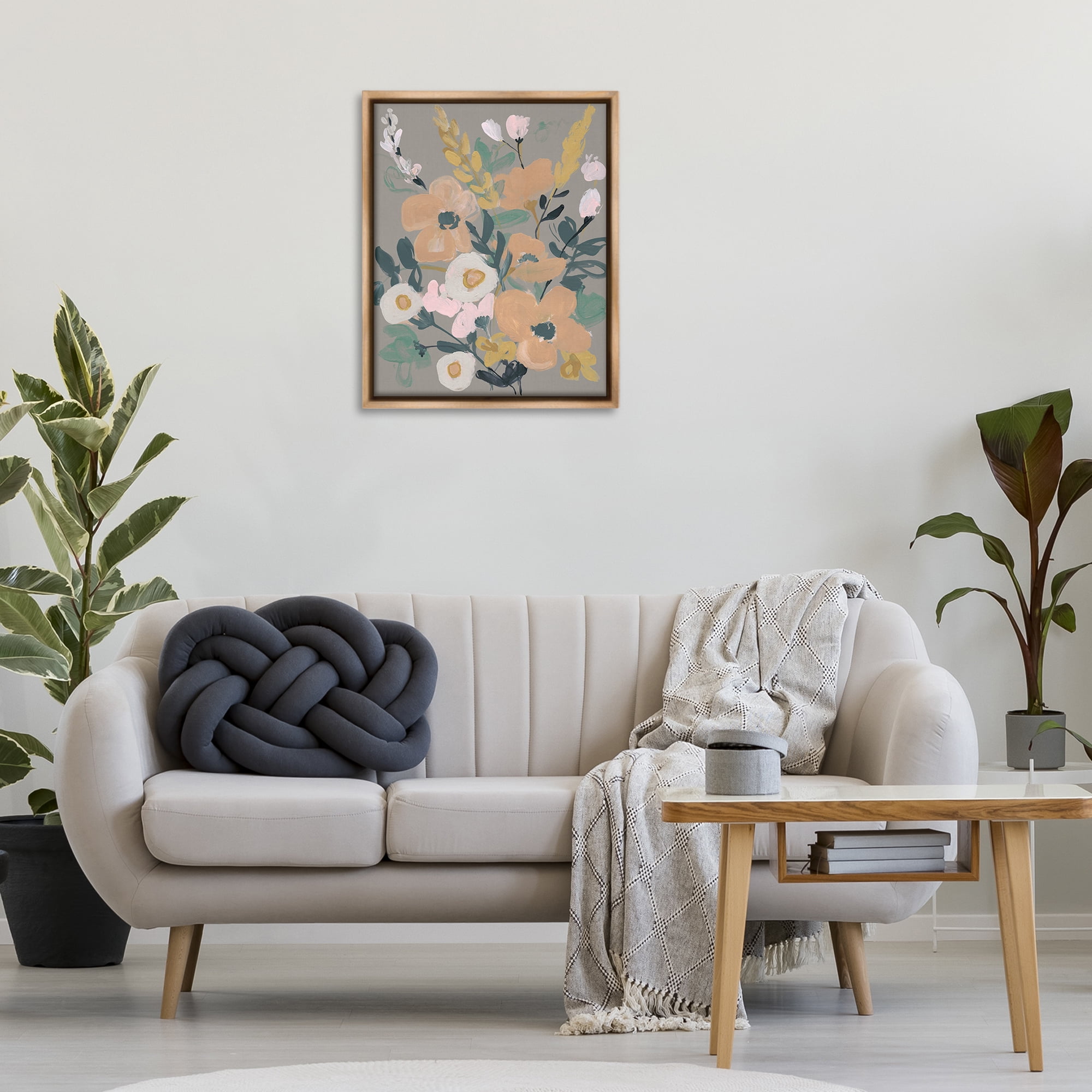 Stupell Industries Modern Wildflower Collage Botanical & Floral Painting Brown Floater Framed Art Print Wall Art, 25 x 31
