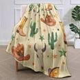 thumbnail image 2 of Western Cowboy Fleece Blanket Gifts for Adults and Kids, Country Style Cozy Throw Blanket, Soft Warm Plush Blanket with Cactus and Cowboy Hat Design for Home Decor, 50x60 inches, 2 of 6