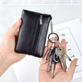 thumbnail image 2 of Monedero corto con cremallera para mujer, cartera con tarjetero sencillo, bolso para llaves de cuero suave de color liso para mujer, 2 of 3