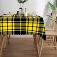 thumbnail image 4 of Yellow And Black Houndstooth Plaid Rectangular Tablecloth 60"x86" with Lace Edge, Washable Durable Table Cover for Dining, Indoor Outdoor Home Restaurant Decor, 4 of 5