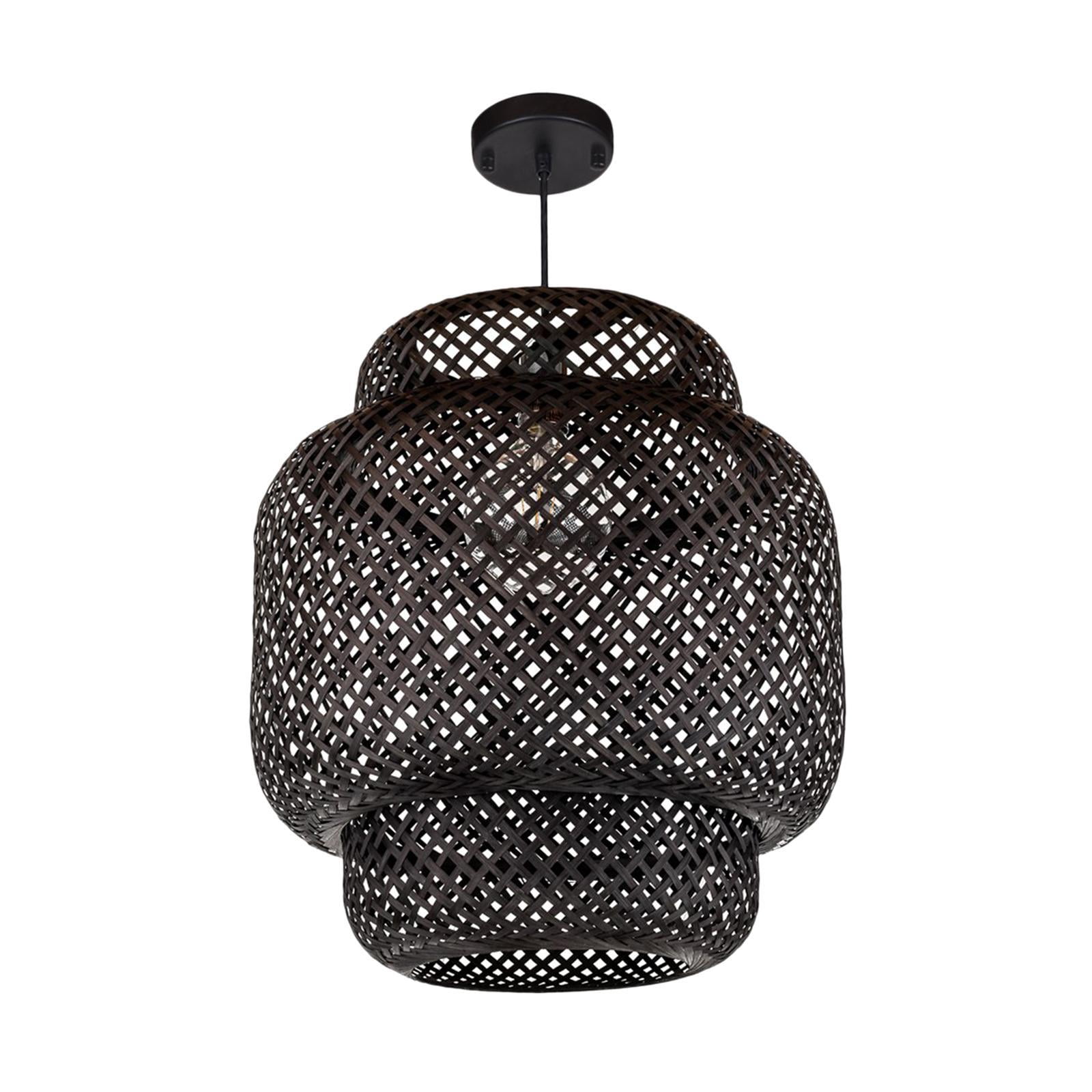 kusrkot Luminaire Suspendu Moderne en Bambou E27 Éclairage en Rotin L