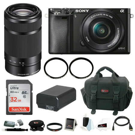 Sony a6000 Camera with 16-50mm Power Zoom Lens + Sony E 55-210mm E-Mount Lens + Accessory