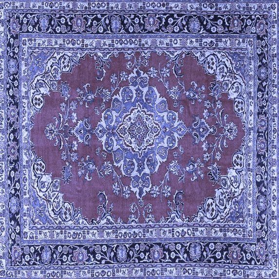 Ahgly Company Indoor Square Medallion Blue Traditional Area Rugs, 3' Square