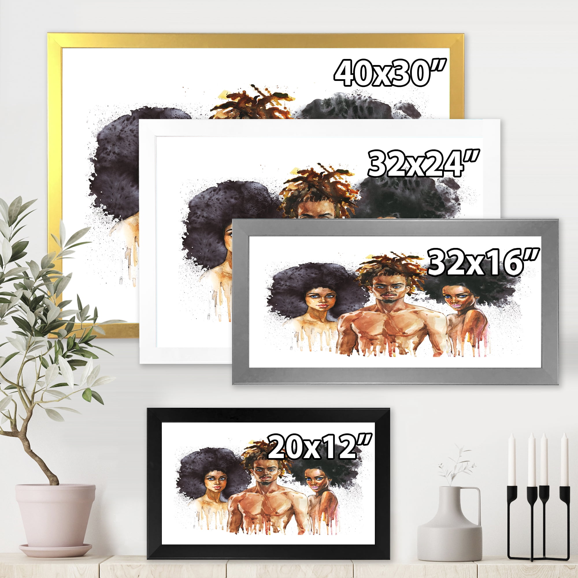 Designart 'Afro American Fashion Portraits' Glam Framed Art Print