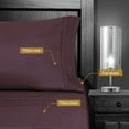 thumbnail image 4 of Superior 4-Piece Retro Embroidered Plum Microfiber Sheet Set, California King - Deep Pocket, 4 of 5