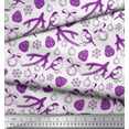 thumbnail image 2 of Soimoi Purple Silk Fabric Spruce Leaves, & Baubles Christmas Print Fabric by the Yard 42 Inch Wide, 2 of 3