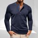 thumbnail image 1 of pstuiky Camisas suaves de manga larga para hombre, Blusas casuales de manga larga con cuello redondo, botones, cuadros, bolsillos y bloques de color para hombre salir tops s, 1 of 8