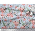thumbnail image 2 of Soimoi Green Viscose Chiffon Fabric Woodpecker & Peony Floral Printed Craft Fabric by the Yard 42 Inch Wide, 2 of 3