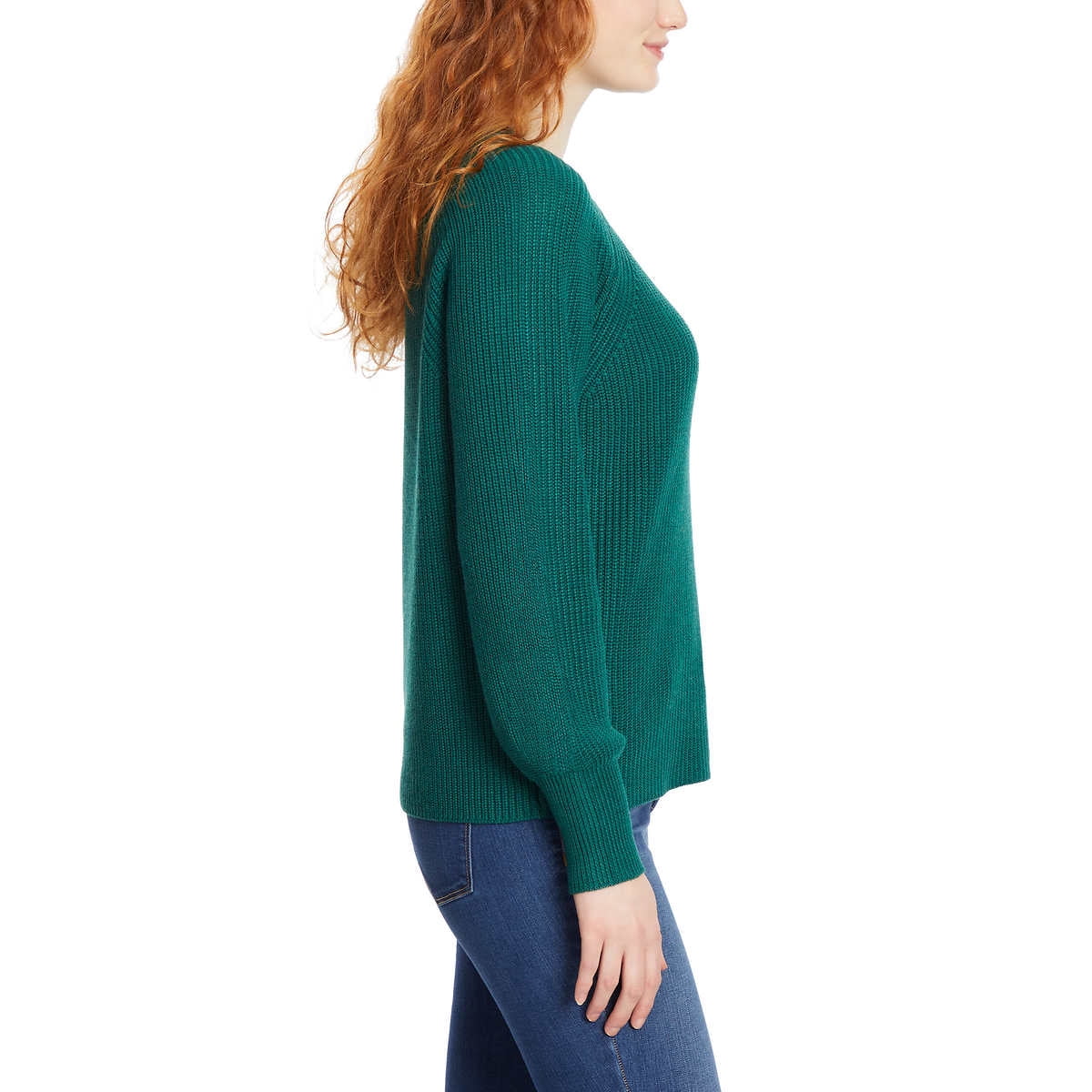 Jessica Simpson Women's Bell Sleeve Soft Rib Knit Top Relaxed Fit Sweater