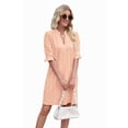 thumbnail image 3 of Summer Dresses for Women V Neck Short Sleeve Casual Shift Dress Orange L, 3 of 9