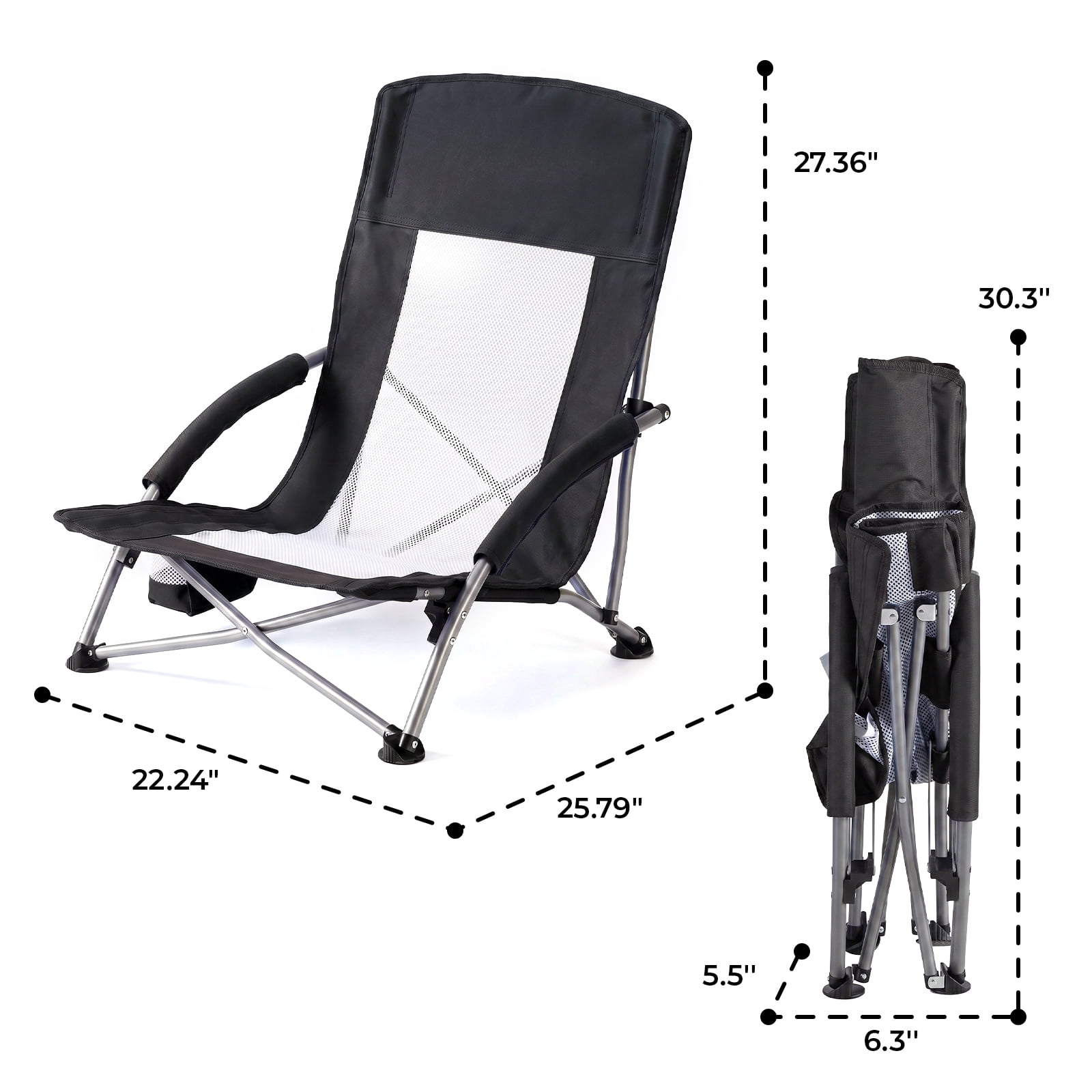 Alvantor Camping Chair - Folding Outdoor Chair with Mesh Back, Cup Holder, Heavy Duty 250 LBS, Portable with Carry Bag for Beach Picnic