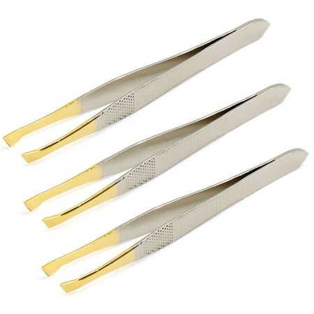 3 Pcs Eyebrow Tweezers Slant Tip Eyebrow Shaping Facial Hair Removal Stainless