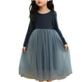 thumbnail image 2 of ATOGUTA Girls Princess Dress Tulle Fall Winter Long Sleeve Ruffle Holiday Party Dress Blue, Size 4T-16, 2 of 5