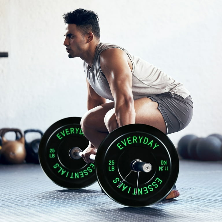 BalanceFrom 50 lb Olympic Rubber Bumper Weight Plate Set with 2