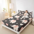 thumbnail image 4 of Castle Fairy Kawaii Elephants 4pcs Bed Sheets for Boys Girls,Pink Love Heart Print King Sheets,Cartoon Animal Super Cozy Sheet Set,Luxury Bedroom Decor, 4 of 7