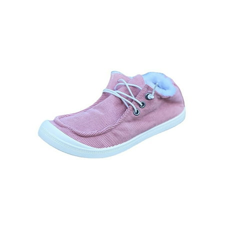 

GENILU Ladies Comfortable Lightweight Flats Slip On Boat Shoes Walking Plush Lining Loafers Pink 9