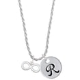 thumbnail image 1 of Delight Jewelry Silvertone Medium Infinity Sign Silvertone Script Initial Disc - R - Charm Necklace, 20"+3", 1 of 4