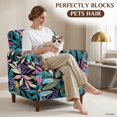 thumbnail image 5 of SCRAWLGOD Soft Chair Couch Cover Elastic Armchair Cover Sofa Slipcover Pets Friendly Furniture Protector Stay in Place, Tropical Leaf Purple Green, 5 of 8