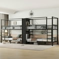 thumbnail image 2 of Twin Size Quadruple Metal Bunk Bed,Quadruple Bunk Bed with Built-in Storage Shelves & Wardrobe,Noise-reduced Design,Black, 2 of 12