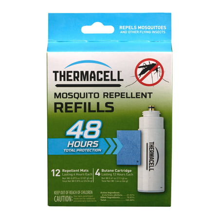 Thermacell Mosquito Repellent Refills, 48-Hour Pack; Contains 12 Mats and 4 Fuel (Best Mosquito Repellent Against Zika)