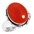 thumbnail image 1 of 925 Sterling Silver Ring For Women - Girls Orange Genuine Carnelian Gemstone Silver Ring August Birthstone Hand Made Silver Ring Size 6 Thanksgiving Gift For Women 925 Silver Gemstone Jewelry, 1 of 6