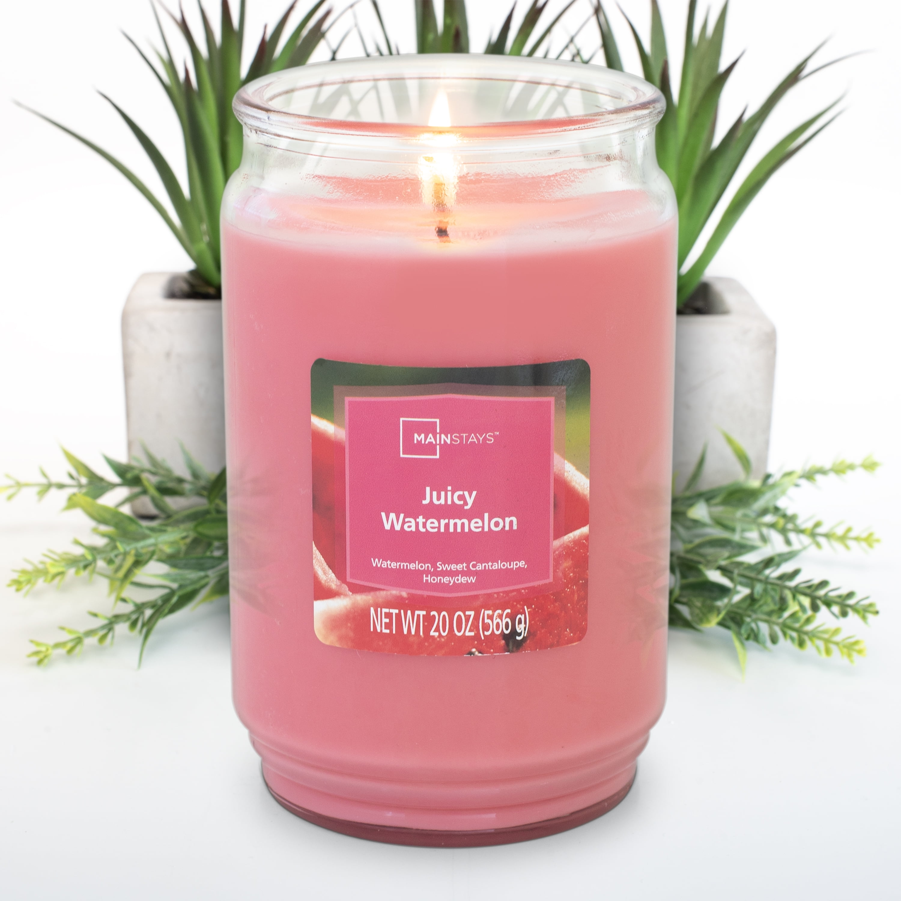 Mainstays Juicy Watermelon Scented Single Wick Candle, 20 oz.