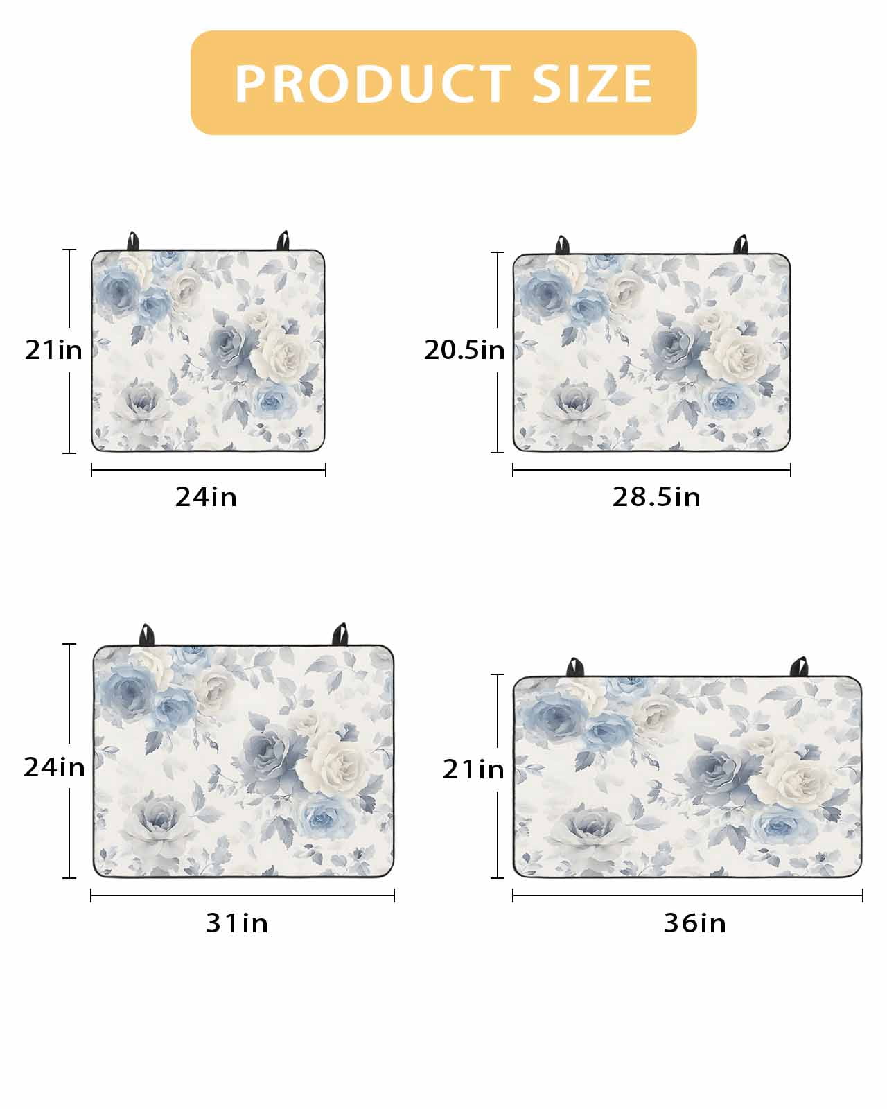nqOlkjepod Large Induction Cooktop Protector Mat 24"x21", Blue White Floral Stove Top Covers for Electric Stove, Botanical Garden Flowers Leaves Stove Burner Cover Mats, Glass Top Stove Cover